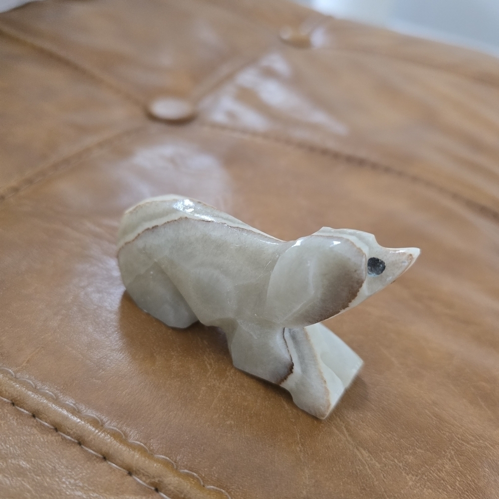 Handcrafted Stone Bear Figurine - Picture 4 of 6
